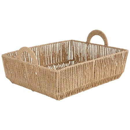 Simplify Vertical Weave Large Shelf Storage Basket with Round Handles 30126